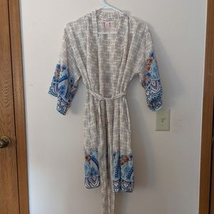 Maternity Light Floral Knee Length Robe w Sash | S